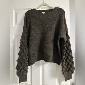 Brown Textured Sleeve Sweater